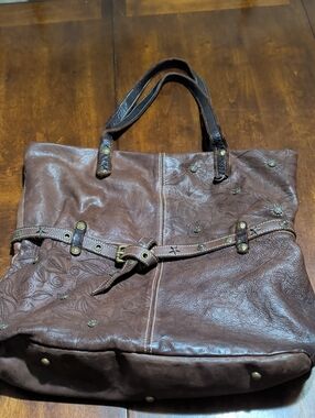 Vintage Aesthetic Costanza Rota Italian Western Core Leather Bag Studded Details